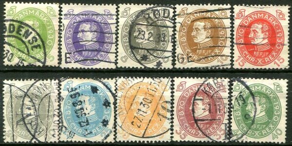 Danmark Afa 186 - 95 Stemplet