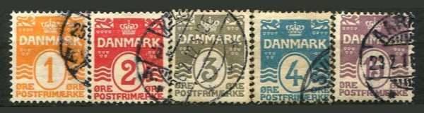 Danmark Afa 42 - 46 Stemplet