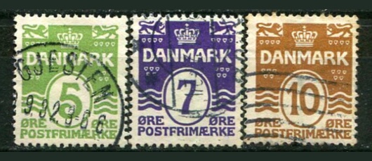 Danmark Afa 183 - 85 Stemplet