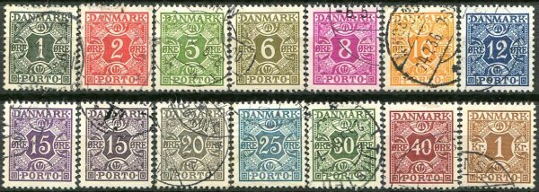 Danmark Afa 25 - 38 Stemplet Portomærker