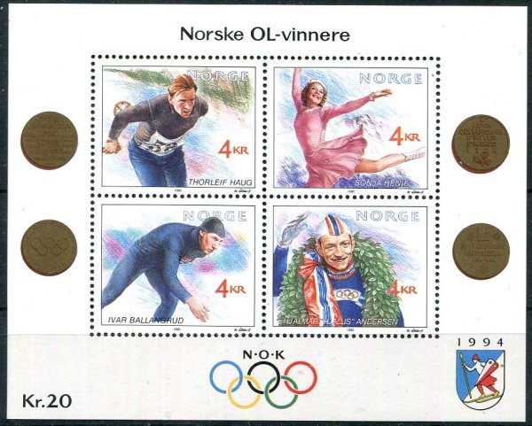 Norge Afa 1050 - 53 Postfrisk Miniark