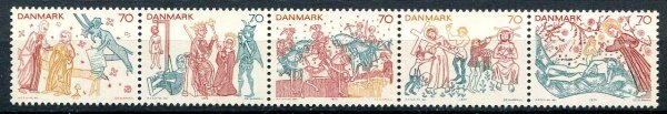 Danmark Afa 552 - 56 Postfrisk Femstribe