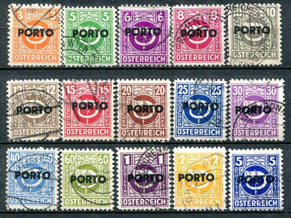 Østrig Afa 01 - 15 Stemplet Allieret Post Porto