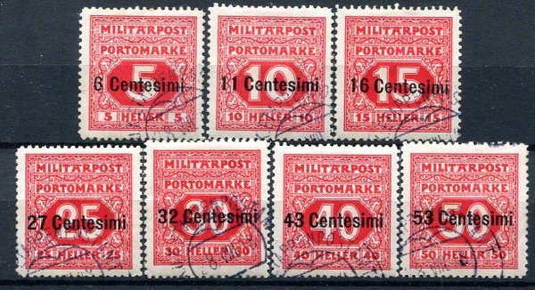 Østrig Afa 01 - 07 Stemplet Feltpost i Italien Porto