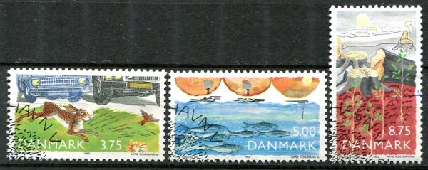 Danmark Afa 1020 - 22 Stemplet