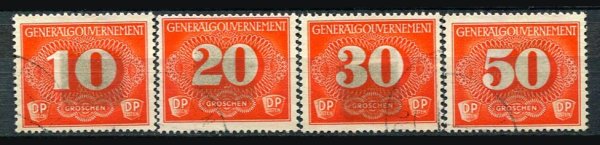 Generalgouvernement Afa 001 - 04 Stemplet Portomærker