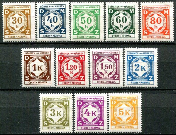 Böhmen-Mähren Afa 1 - 12 Ustemplet Tjenestemærker