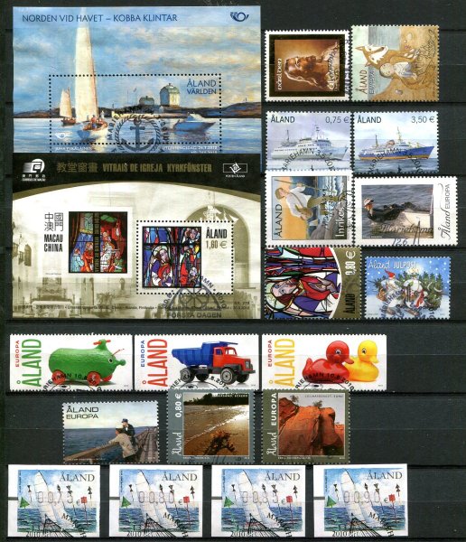 Åland 2010 komplet stemplet med frankeringsmærker og miniark