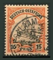Tysk post i Østafrika Afa 15 Stemplet