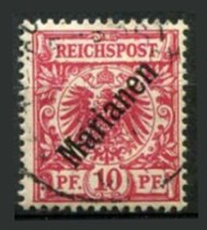 Tysk post i Marianerne Afa 03x Stemplet