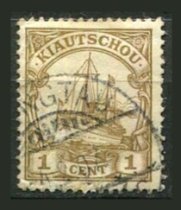 Tysk post i Kiautschou Afa 18 Stemplet