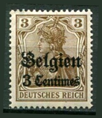 Tysk post i Belgien Afa 01 Ustemplet